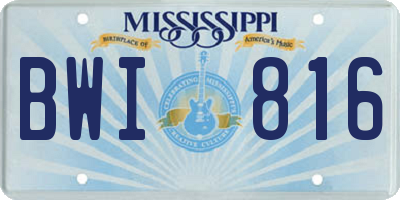 MS license plate BWI816
