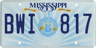 MS license plate BWI817