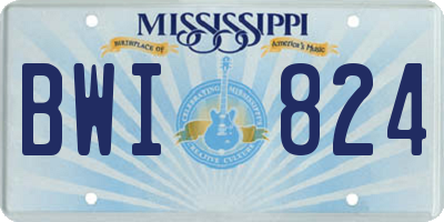 MS license plate BWI824