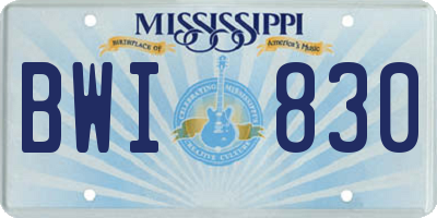 MS license plate BWI830