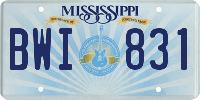 MS license plate BWI831