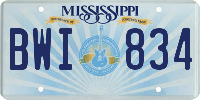 MS license plate BWI834