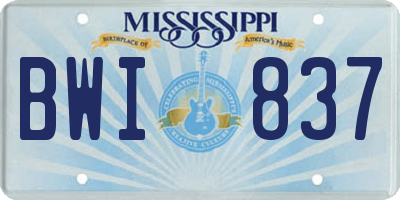 MS license plate BWI837