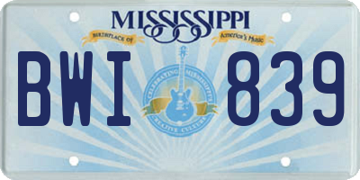 MS license plate BWI839
