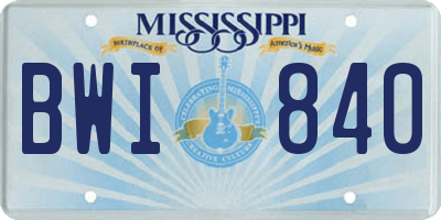 MS license plate BWI840