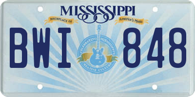 MS license plate BWI848