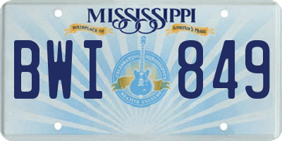MS license plate BWI849