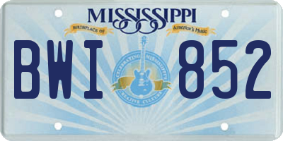 MS license plate BWI852
