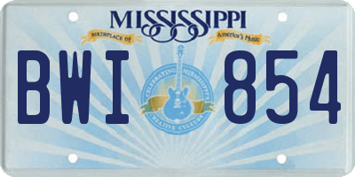 MS license plate BWI854