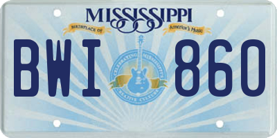 MS license plate BWI860