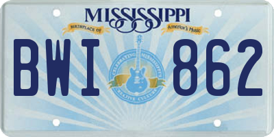 MS license plate BWI862