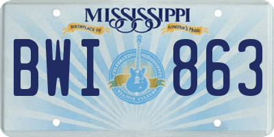 MS license plate BWI863