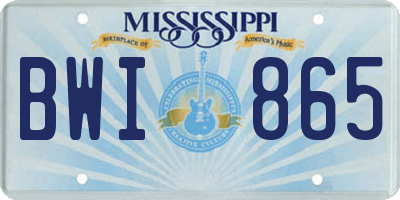 MS license plate BWI865