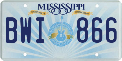 MS license plate BWI866
