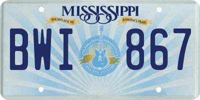 MS license plate BWI867