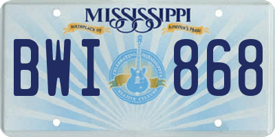 MS license plate BWI868