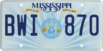MS license plate BWI870