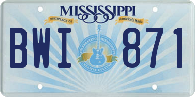 MS license plate BWI871