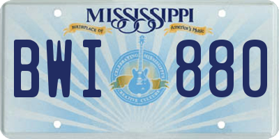 MS license plate BWI880