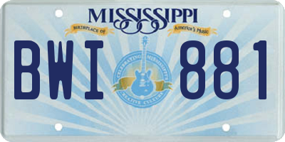 MS license plate BWI881