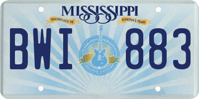 MS license plate BWI883