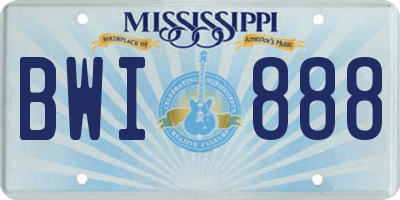 MS license plate BWI888