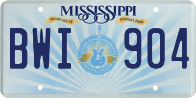 MS license plate BWI904