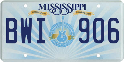 MS license plate BWI906