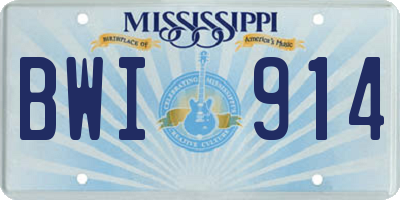 MS license plate BWI914