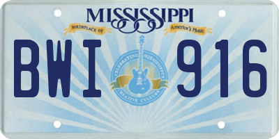 MS license plate BWI916