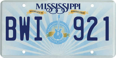 MS license plate BWI921