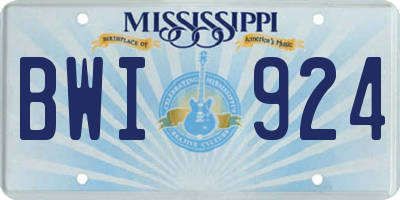 MS license plate BWI924