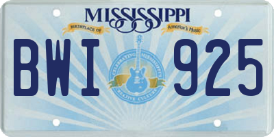 MS license plate BWI925