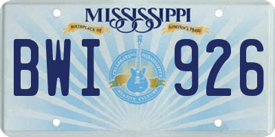 MS license plate BWI926