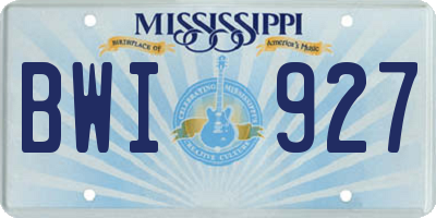 MS license plate BWI927