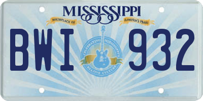 MS license plate BWI932