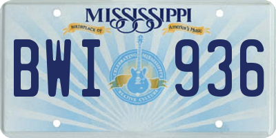 MS license plate BWI936