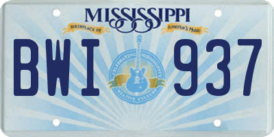 MS license plate BWI937