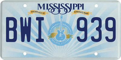 MS license plate BWI939