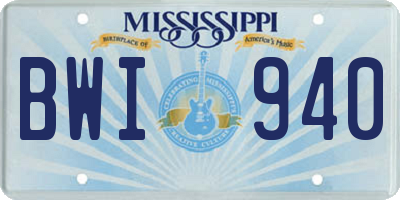 MS license plate BWI940