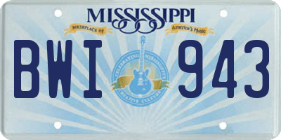 MS license plate BWI943