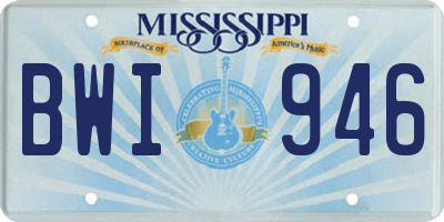 MS license plate BWI946