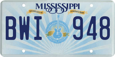 MS license plate BWI948