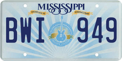 MS license plate BWI949