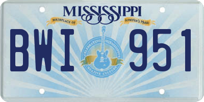 MS license plate BWI951