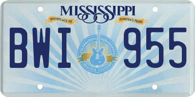 MS license plate BWI955
