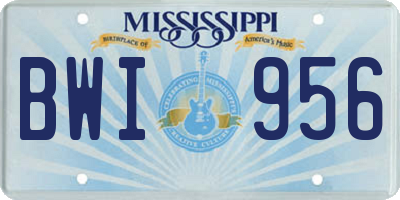 MS license plate BWI956