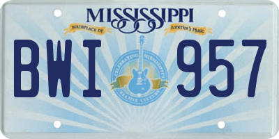 MS license plate BWI957