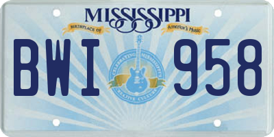 MS license plate BWI958