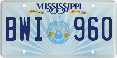 MS license plate BWI960